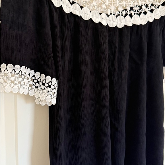 INC International Concepts Black Top with White Lace - Picture 4 of 5